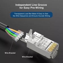 PrimeX Plus Q-J7100M Cat7 Metal Konnektör RJ45 Cat7 Jack + Ayraç 100'lü Paket