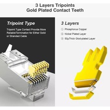 PrimeX Plus Q-J7100M Cat7 Metal Konnektör RJ45 Cat7 Jack + Ayraç 100'lü Paket