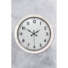 Platin Saat 36 cm Beyaz Metal Klasik Duvar Saati