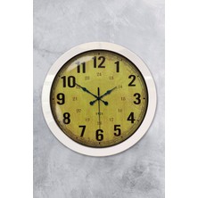 Platin Saat 36 cm Beyaz Metal Sarı Duvar Saati