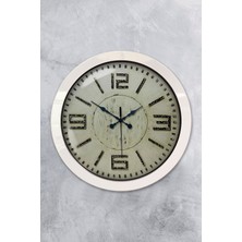 Platin Saat 36 cm Beyaz Metal Retro Duvar Saati