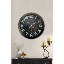 Platin Saat 36 cm Siyah Metal Retro Duvar Saati