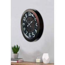 Platin Saat 36 cm Siyah Metal Retro Duvar Saati