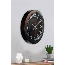 Platin Saat 36 cm Siyah Metal Retro Duvar Saati