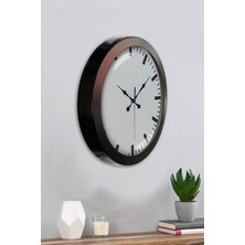 Platin Saat 36 cm Siyah Metal Sayısız Duvar Saati