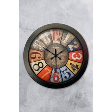 Platin Saat 36 cm Siyah Metal Retro Duvar Saati