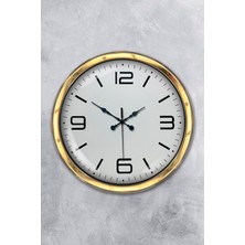 Platin Saat 40 cm Gold Metal Klasik Duvar Saati