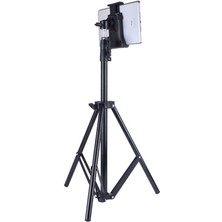 Asfal 160 cm Teleskopik Katlanabilen 4-11 Inç Uyumlu Telefon ve Tablet Tutucu Tripod