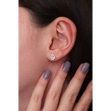 Parmas Design Kadın Montürlü Damla Tasarım 925 Ayar Gümüş Küpe