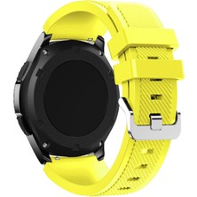 Nezih Case Huawei Watch Gt 2 46MM Uyumlu Klasik Çizgi Desenli 22MM Silikon Kordon Sarı