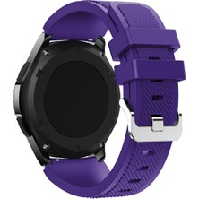 Nezih Case Huawei Honor Magic 2 46MM Uyumlu Klasik Çizgi Desenli 22MM Silikon Kordon Mor