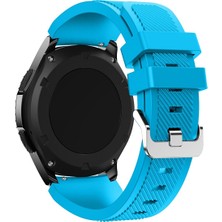 Nezih Case Samsung Gear S3 Frontier Uyumlu Klasik Çizgi Desenli 22MM Silikon Kordon Açık Mavi