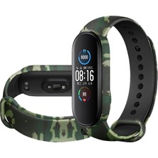 Nezih Case Xiaomi Mi Band 3 / Mi Band 4 Uyumlu Kamuflaj Desenli Silikon Kordon Yeşil