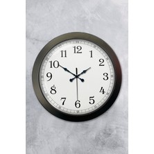 Platin Saat 36 cm Siyah Metal Klasik Duvar Saati