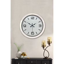Platin Saat 36 cm Beyaz Metal Klasik Duvar Saati