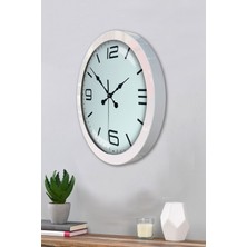Platin Saat 36 cm Beyaz Metal Klasik Duvar Saati