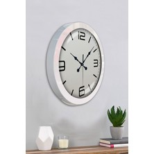 Platin Saat 36 cm Beyaz Metal Klasik Duvar Saati