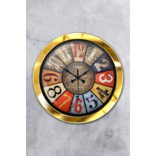 Platin Saat 36 cm Gold Metal Retro Duvar Saati