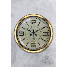 Platin Saat 40 cm Gold Metal Retro Duvar Saati