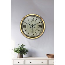 Platin Saat 40 cm Gold Metal Retro Duvar Saati