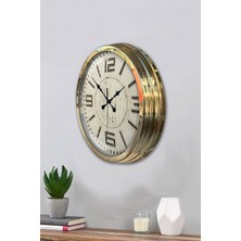 Platin Saat 40 cm Gold Metal Retro Duvar Saati