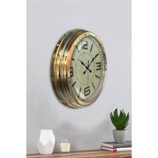 Platin Saat 40 cm Gold Metal Retro Duvar Saati