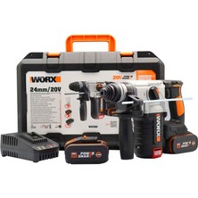 Worx WX380 20 Volt 4.0AH. 2.2j Li-Ion Çift Akülü Şarjlı Sds- Plus Pnömatik Kırıcı/ Delici