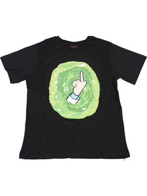 Atlantis Rick And Morty Portal Tişört Siyah