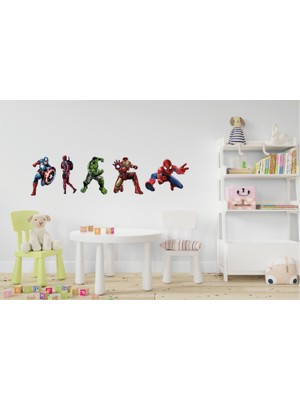 Atalya Reklam Deadpool Captain America Ironman Hulk Spiderman 3D Duvar Sticker Beşli Set