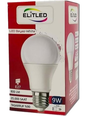 Elitled LED Ampül Beyaz-White 9W (40 Lı Set)