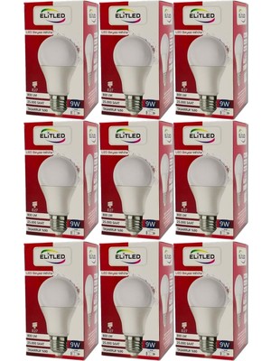 Elitled LED Ampül Beyaz-White 9W (9 Lu Set)