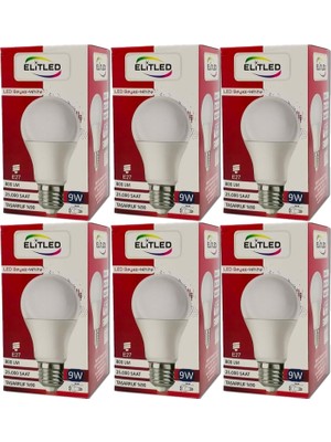 Elitled LED Ampül Beyaz-White 9W (6 Lı Set)