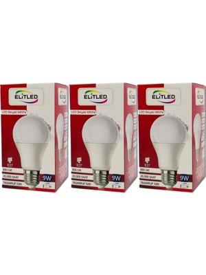 Elitled LED Ampül Beyaz-White 9W (3 Lü Set)