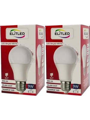 Elitled LED Ampül Beyaz-White 9W (2 Li Set)