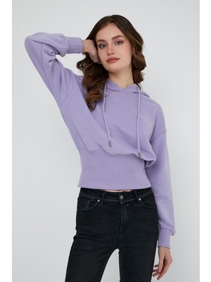 Polo State Kadın Kapüşonlu 3 Iplik Oversize Sweatshirt  Lila