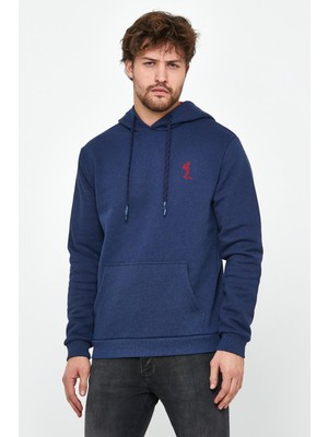 Polo State Erkek Iskelet Nakışlı 3 Iplik Sweatshirt  Indigo