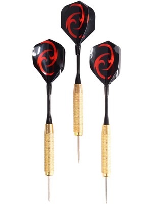 Delta 24 Gr. Dart Oku (3’lü Set) - Çelik Uç + Pirinç Gövde + Renkli Kanat - Dart Oku Seti