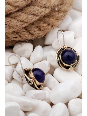 Sümer Telkari Ametist Taşlı Elişi Gümüş Küpe 5551