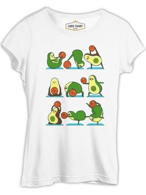 Lordd  T-Shirt   Yoga - Avocado Pozlar Beyaz Bayan Tshirt