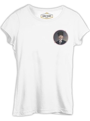 Lordd  T-Shirt   Atatürk - Portre Logo Beyaz Bayan Tshirt