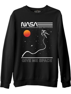 Lord T-Shirt Lordd  T-Shirt   Nasa -Uzay Siyah Erkek Kalın Sweatshirt
