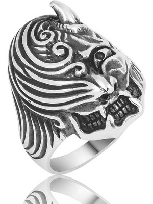 Gumush ​gümüş Boynuzlu Kafa Erkek Yüzük