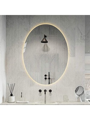 Toprak Dekor 50 x 70 cm Elips Ledli Banyo Aynası Günışığı