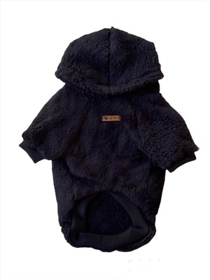Luli Pet Peluş Kapüşonlu Siyah Kedi Köpek Sweatshirt