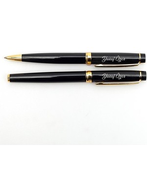 Scrikss Honour 38 İsme Özel Dolma + Tükenmez Kalem Seti Siyah 2'li