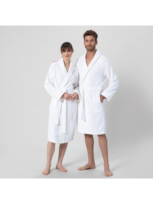 Chakra Solid Unisex Bornoz Beyaz