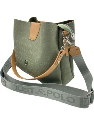 Just Polo Kadın Gofraj Baskılı Just & Polo 3 Bölmeli Omuz Çantası
