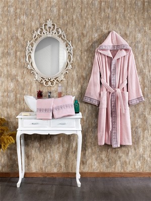 Finezza Bayan Pamuklu Bornoz  Seti Pudra