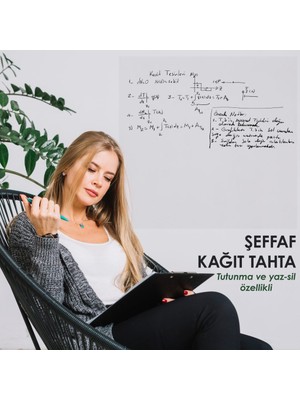 Cengo 2 Adet 100X100 Pratik Akıllı Şeffaf Kağıt Tahta + Doldurulabilir Silgili Beyaz Tahta Kalemi