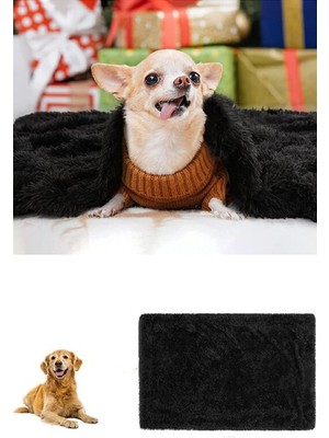 Bundera Peluş Siyah Kedi Köpek Yatağı Battaniyesi Evcil Kedi Minderi Yuvası  Kulübesi Matı Örtüsü 60X90 cm